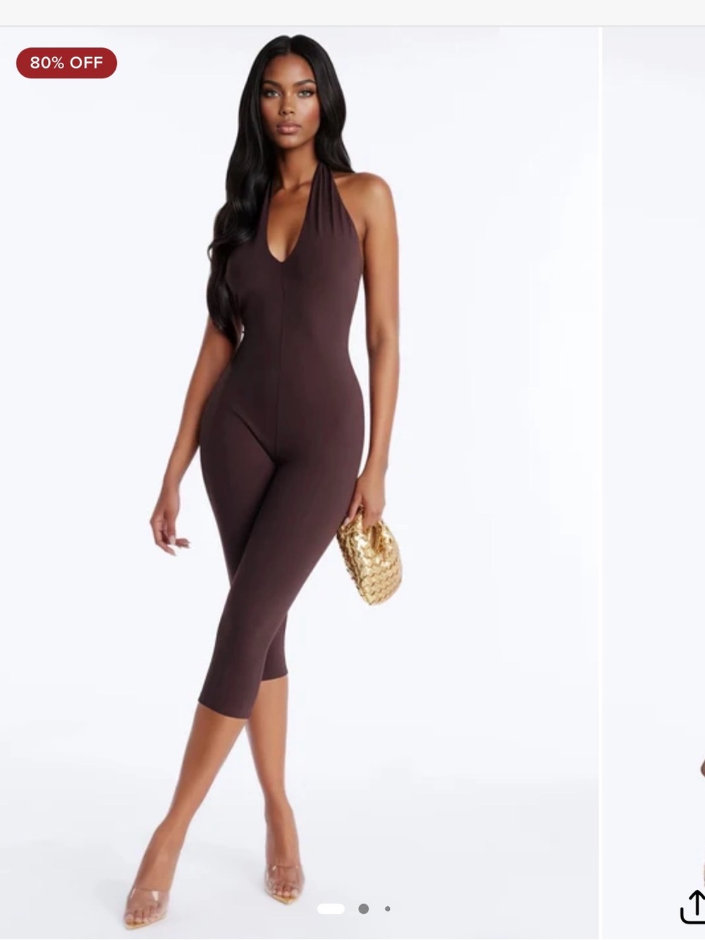 NWT FASHION NOVA Rayna Halter Neck Capri Jumpsuit
